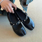Damen Ballerinas mit dekorativen Nieten und komfortablem Riemchen