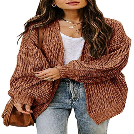 Damen Großer Strickpullover mit voluminösen Ärmeln und lässigem Schnitt R&B