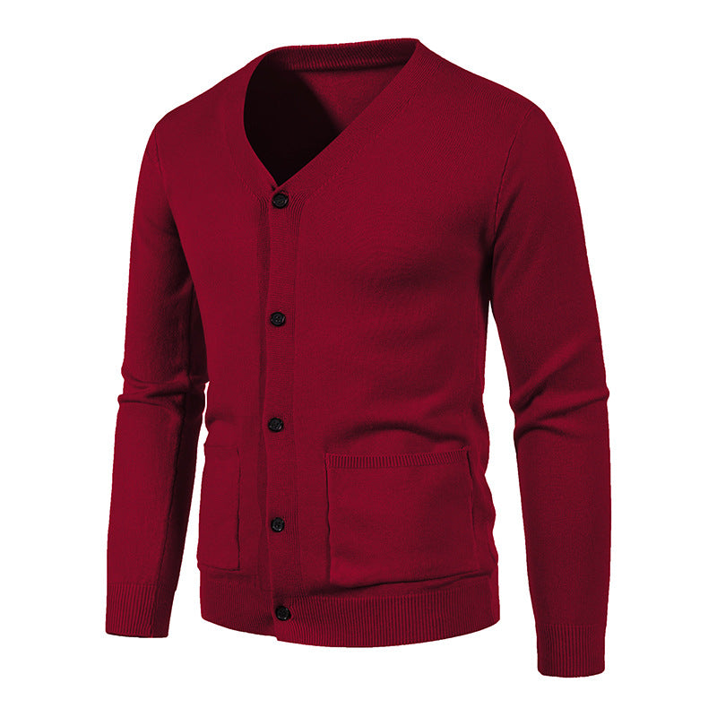 Herren Strickjacke mit V-Ausschnitt und praktischen Taschen R&B