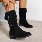 Damen Elegante Stiefel aus weichem mit modischen Knopfdetails R&B