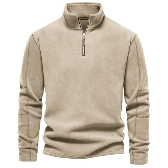 Herren nan leichter Fleece-Troyer mit Kurzreißverschluss und Stehkragen R&B