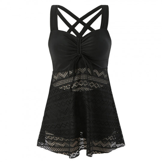 Damen Bade-Kleid mit eleganten Drapierungen und modischem Slip R&B