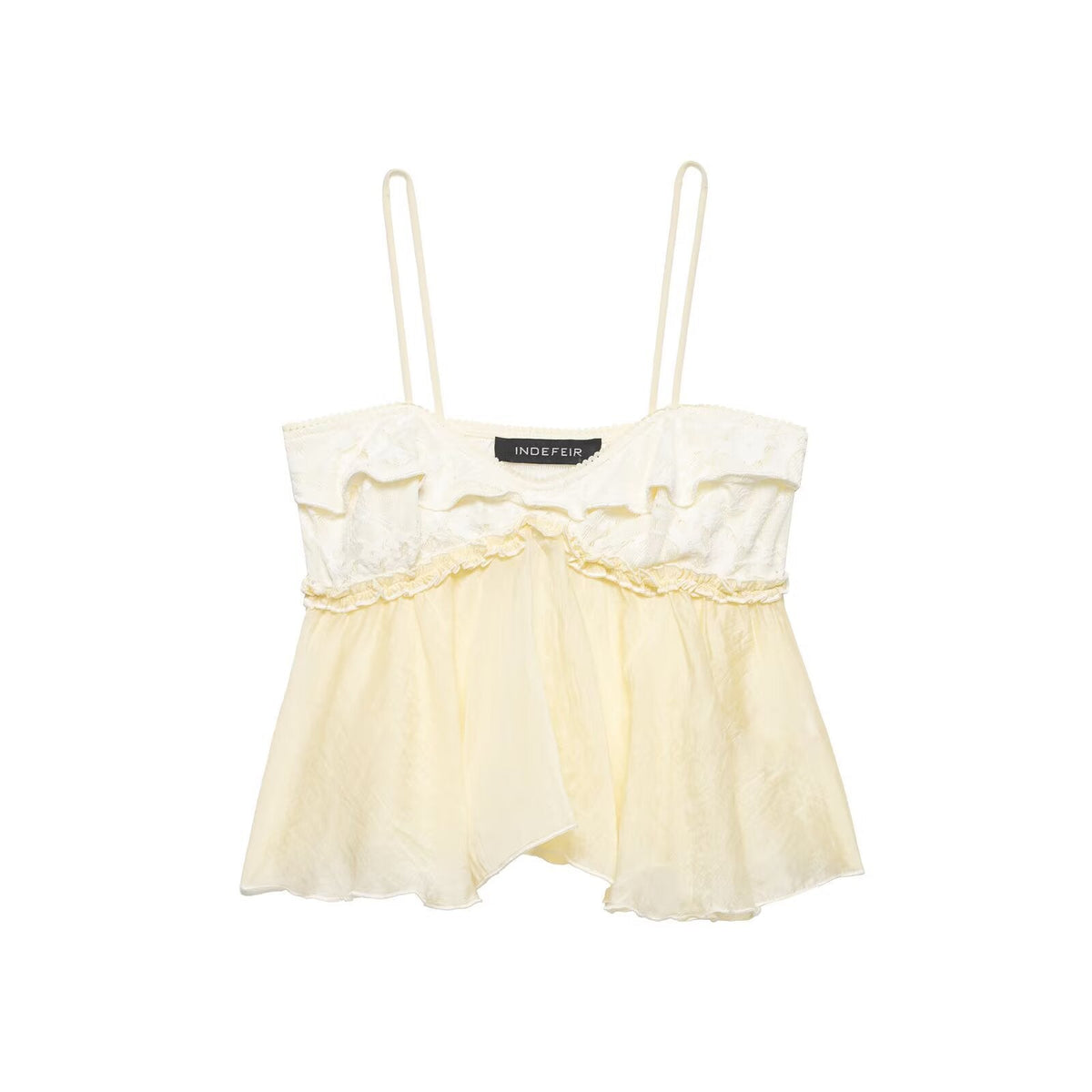 Damen Spitzen-Cami-Top mit zarter Rüsche und fließendem Schnitt R&B