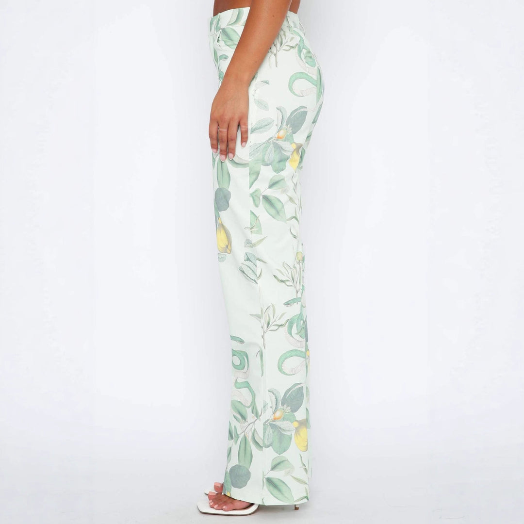 Damen lässige Cargo-Hose mit frischem botanischem Print R&B