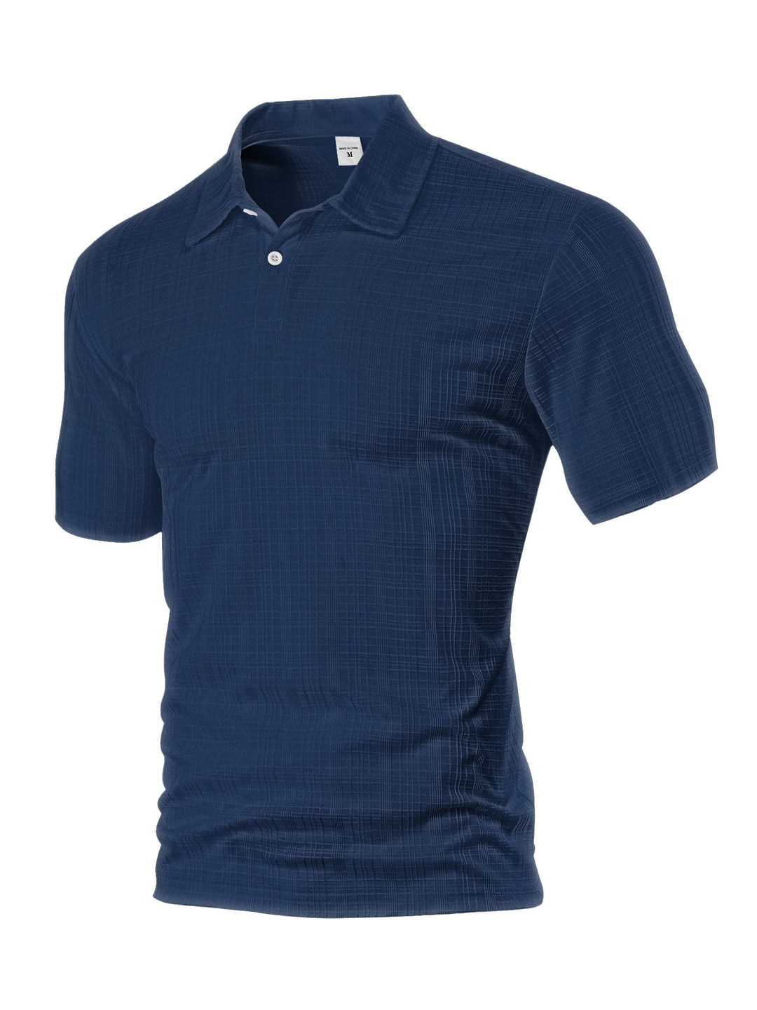 Herren nan leichtes Struktur-Kurzarm-Polo mit Hemdkragen und Ein-Knopfleiste R&B