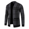 Herren modische Strickjacke im karierten Design mit praktischen Taschen