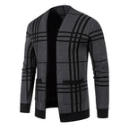 Herren modische Strickjacke im karierten Design mit praktischen Taschen