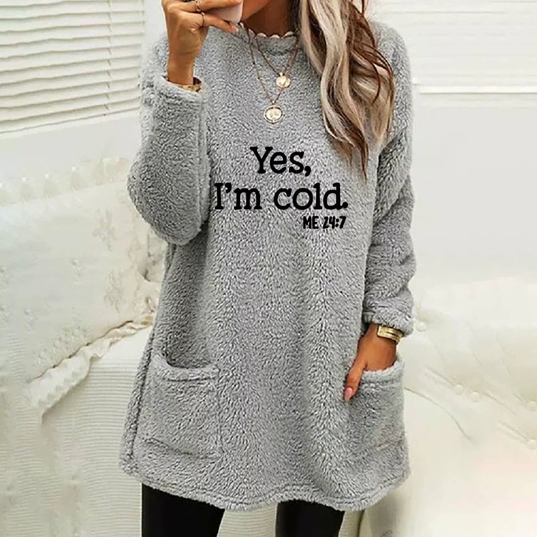 R&B | Übergröße Sweatshirt Doppelseitiges Fleece Buchstabenprint Seitentaschen Langarm