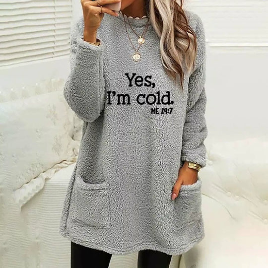 R&B | Übergröße Sweatshirt Doppelseitiges Fleece Buchstabenprint Seitentaschen Langarm