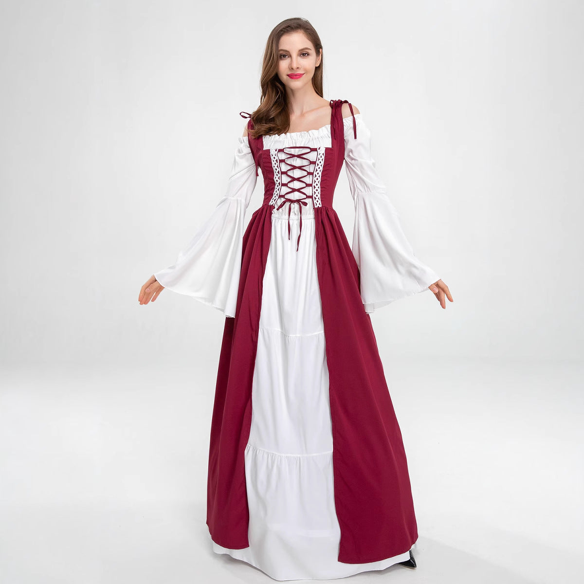 Damen historisches Märchenkleid mit elegantem Oberteil und ausgestellten Ärmeln R&B