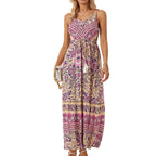 Damen Maxikleid im bohemian Stil mit verstellbarem Bund R&B