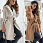 Damen lockerer Kapuzensweatcoat mit verstellbarem Taillenzug und eleganten Details R&B