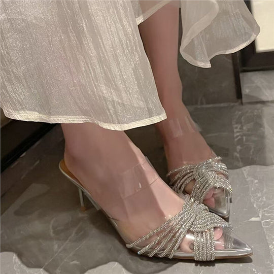Damen spitze Slingback Pumps mit funkelnden Strassverzierungen R&B