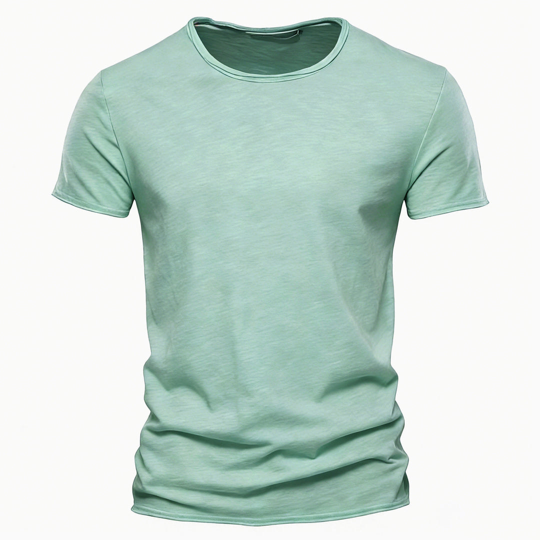 Herren nan leichtes Baumwollshirt mit Rundhalsausschnitt und schlanker Passform R&B