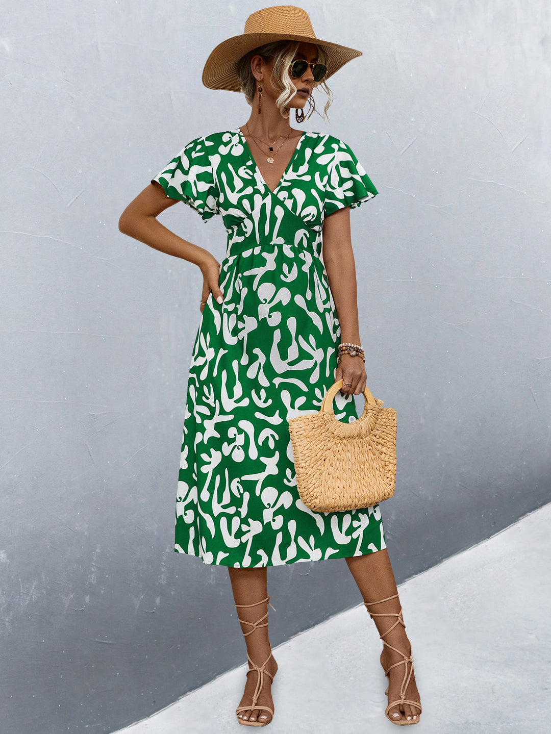 Damen Wickelkleid mit floralem Muster und eleganter Raffung R&B