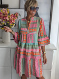Damen luftiges Boho-Kleid mit eingewR&Bten Mustern und kurzen Ärmeln R&B