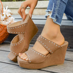 Damen Wedge-Pantoletten mit eleganter Schnallenverzierung und rutschfester Sohle R&B