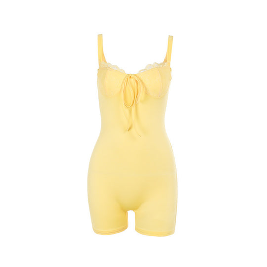 Damen Elegantes Bodysuit mit Spitzenakzenten R&B