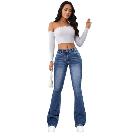 Damen Flared Jeans mit hohem Bund und weichem Denim R&B