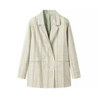 Damen elegante kariert Blazerjacke R&B
