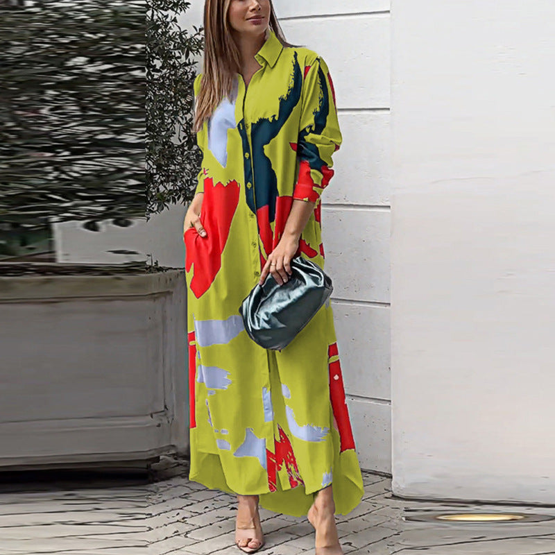 Damen Maxi-Hemdrobe mit buntem Kunstdesign R&B