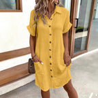 Damen Hemdkleid mit Knopfleiste und praktischen Taschen R&B