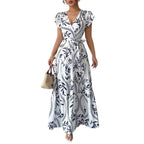 Damen Maxikleid im boho-inspirierten Design mit floralen Elementen und taillierbarem Gürtel R&B