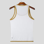 Herren nan Ringer-Top aus feinem Baumwoll-Elasthan mit Kontrastpaspel und schmaler Passform R&B