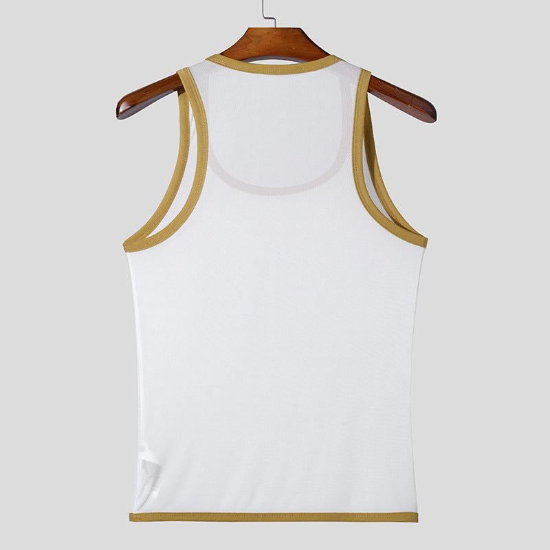Herren nan Ringer-Top aus feinem Baumwoll-Elasthan mit Kontrastpaspel und schmaler Passform R&B