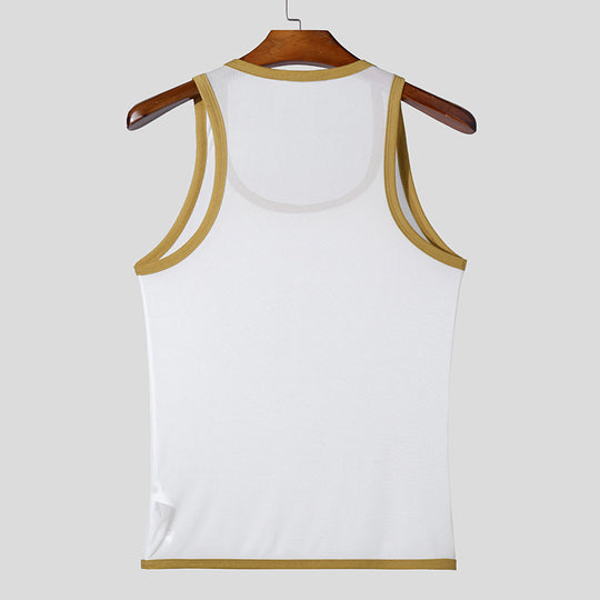 Herren nan Ringer-Top aus feinem Baumwoll-Elasthan mit Kontrastpaspel und schmaler Passform R&B