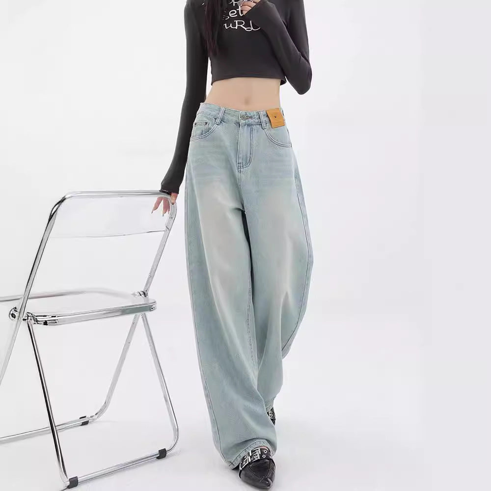 Damen Weit geschnittene Hochbundjeans im modischen Vintage-Look R&B