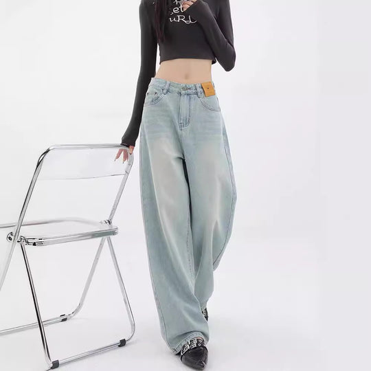 Damen Weit geschnittene Hochbundjeans im modischen Vintage-Look R&B