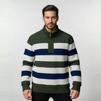 Herren Pullover mit hohem Kragen und strukturiertem Streifenmuster