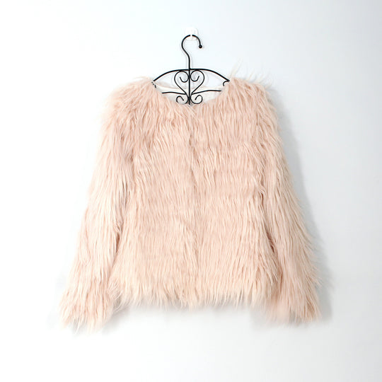 Damen Flauschige Kunstpelzjacke mit lässigem Schnitt R&B