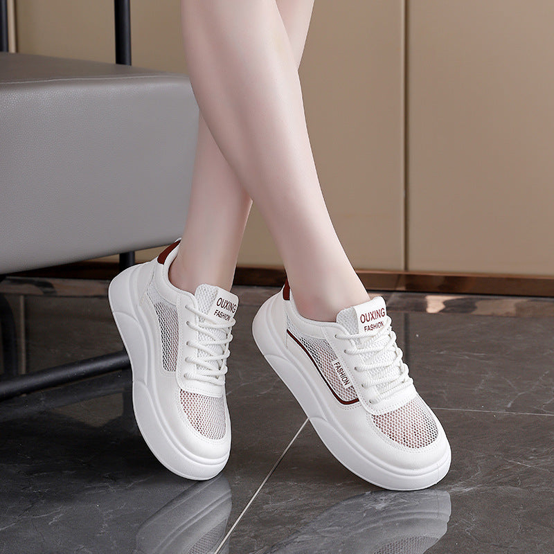 Damen modische Sneakers mit atmungsaktiven Mesh-Einsätzen und hoher Laufsohle R&B