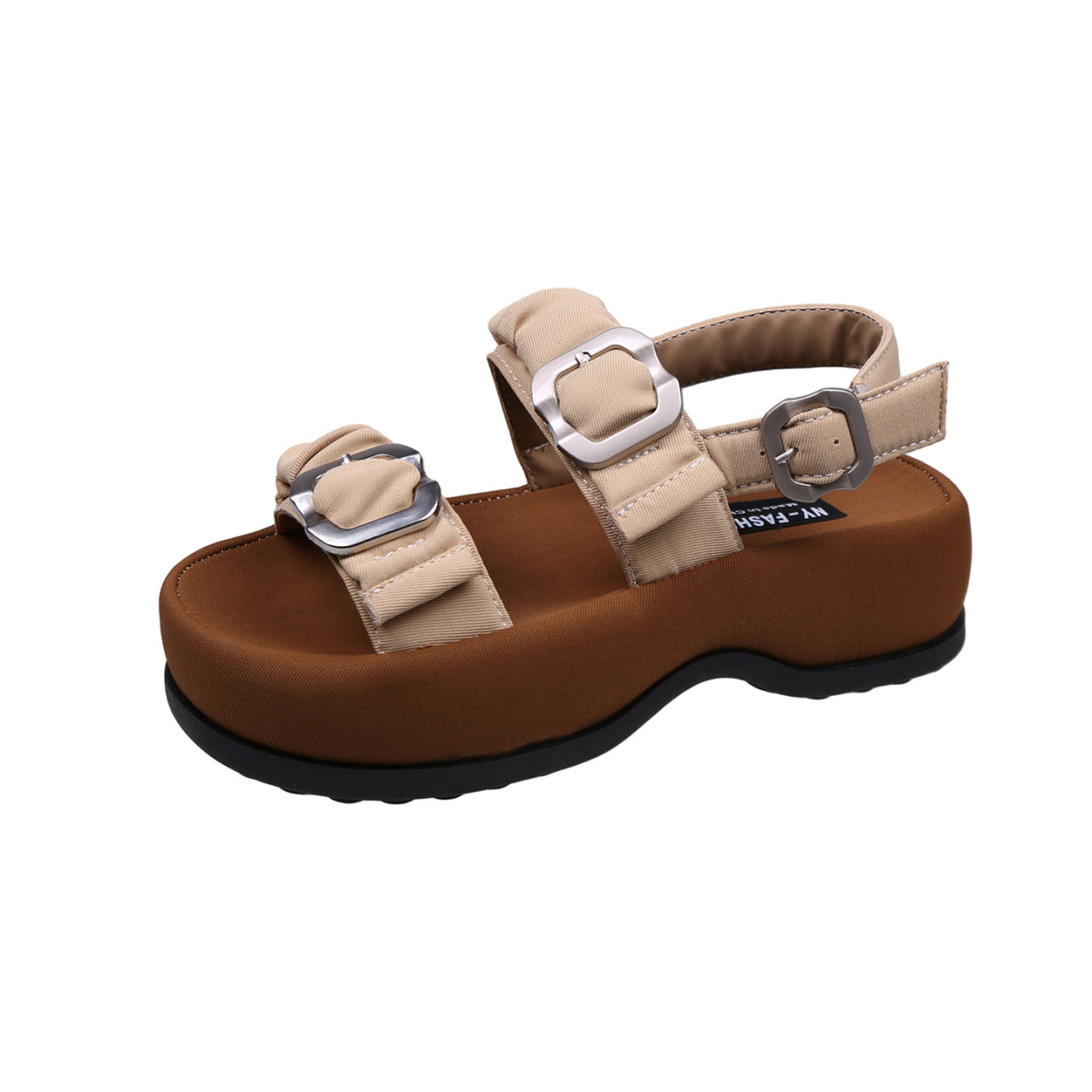 Damen Sandalen mit modischer Riemchenkonstruktion und robustem Plateau R&B