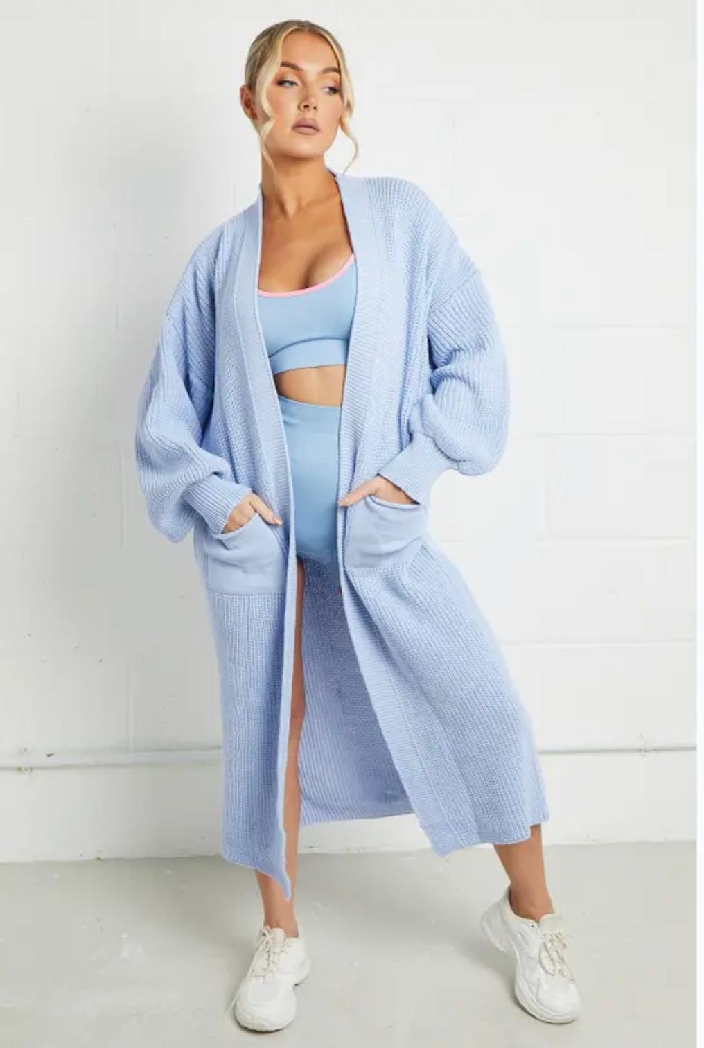 Damen Langer Strickmantel mit großzügigen Taschen R&B