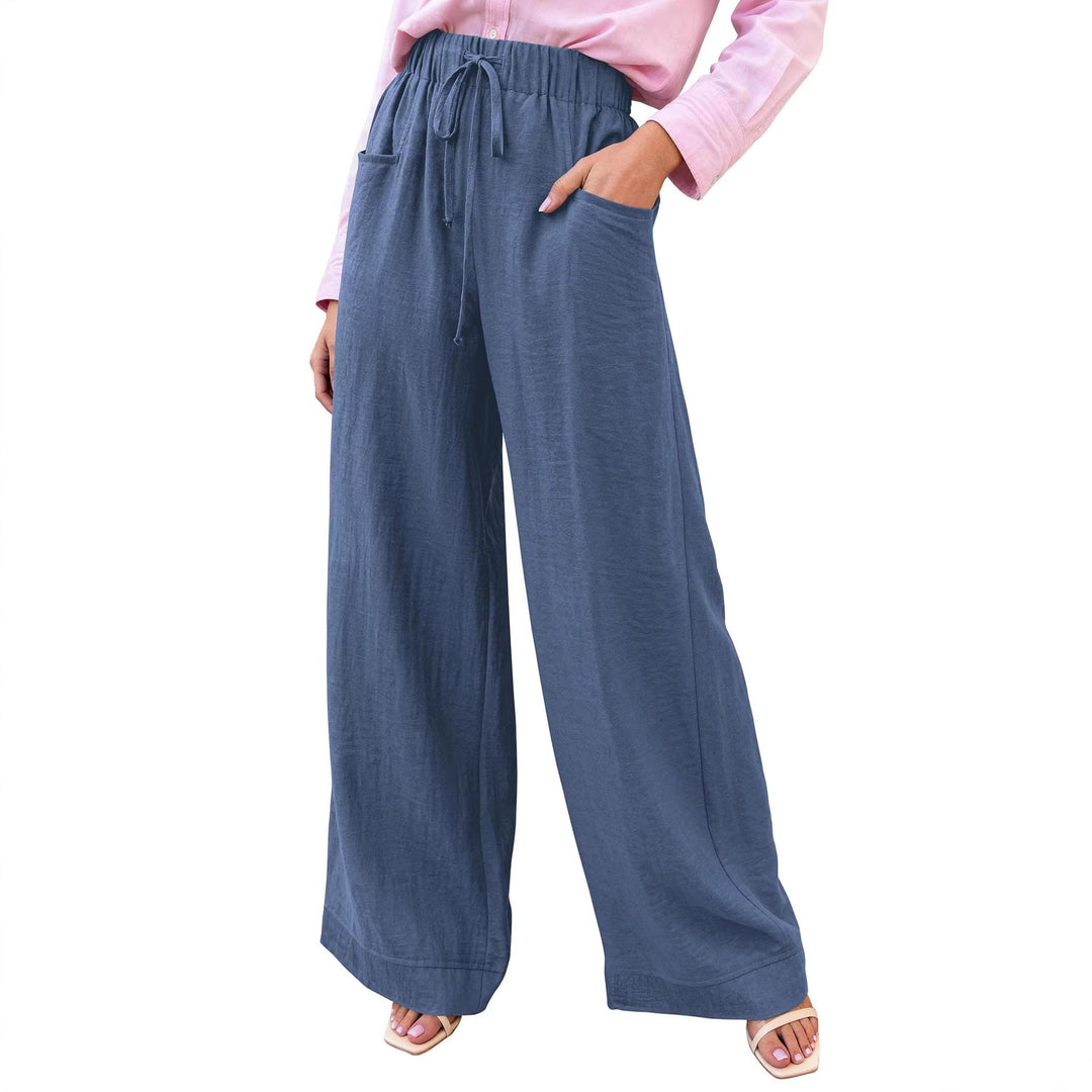 Damen Weit geschnittene Sommerhose mit elastischem Bund und frontalen Taschen R&B