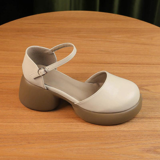 Damen Elegante Plateau Sandalen mit Riemenverschluss und runder Zehenpartie R&B