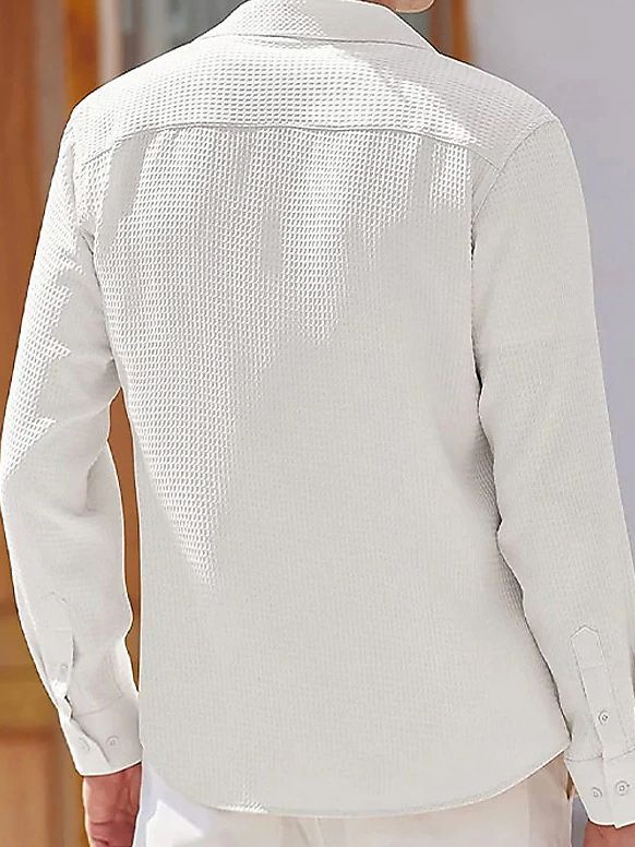 Herren elegantes Langarmhemd mit strukturiertem Muster R&B