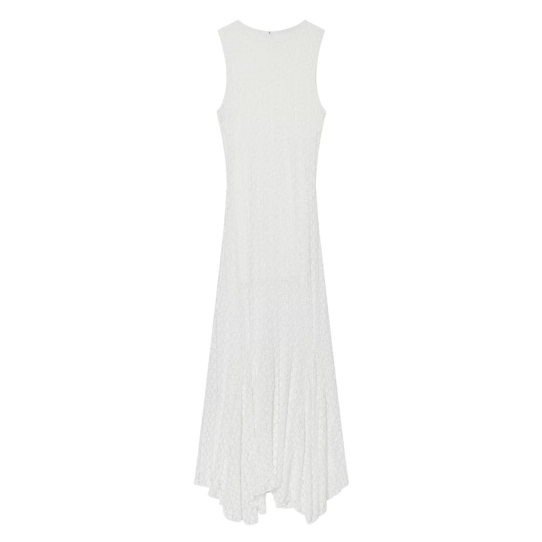 Damen elegantes Langarmkleid mit asymmetrischem Saum und feinen Texturen R&B