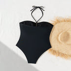 Damen Einteiler Badeanzug mit modischem Cut-Out und dekorativem Ringdetail R&B