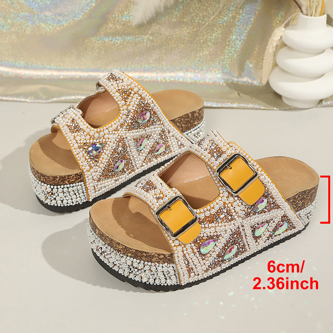 Damen Glamouröse Plateau-Sandalen mit funkelnden Strassdetails und komfortabler Sohle R&B