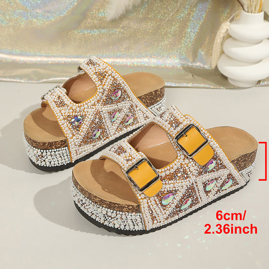 Damen Glamouröse Plateau-Sandalen mit funkelnden Strassdetails und komfortabler Sohle R&B