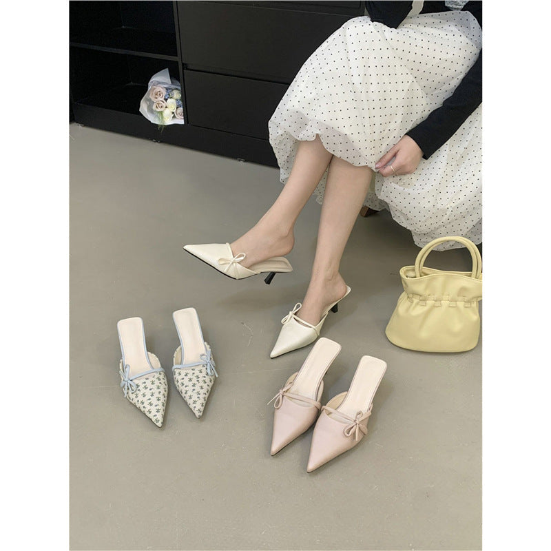 Damen elegante Mules mit zartem Schleifendetail R&B