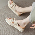 Damen Bequeme Zehentrenner-Pantoletten mit modischem Knoten-Design R&B