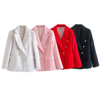 R&B | Gemischter Doppelreiher Tweed Blazer Damen
