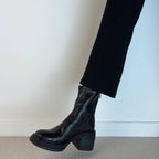 Damen Modische Stiefel mit Blockabsatz und glänzender Lederoberfläche R&B