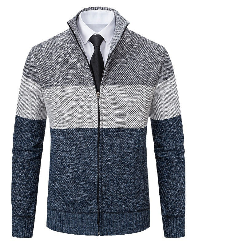 Herren modische Strickjacke mit strukturiertem Farbblockdesign R&B
