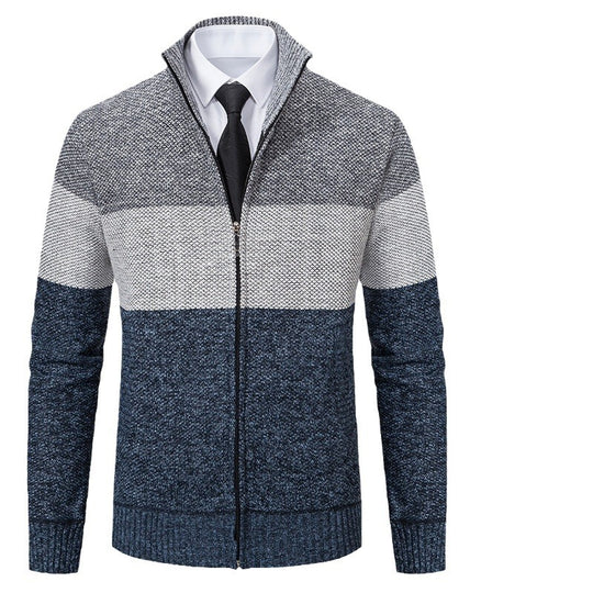 Herren modische Strickjacke mit strukturiertem Farbblockdesign R&B